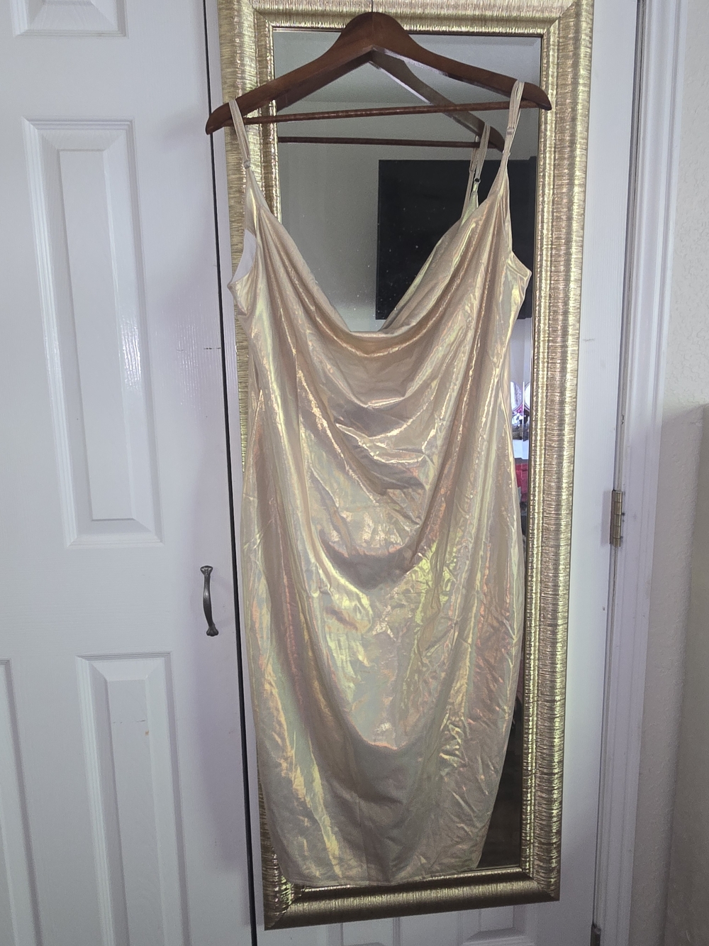 Fashion Nova Champagne Holographic Dress - Size 2X